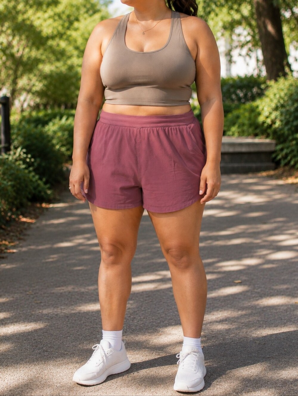 Athleta Calm Cool Plus Size Dusty Rose Elastic Waist Flowy Shorts Athleisure